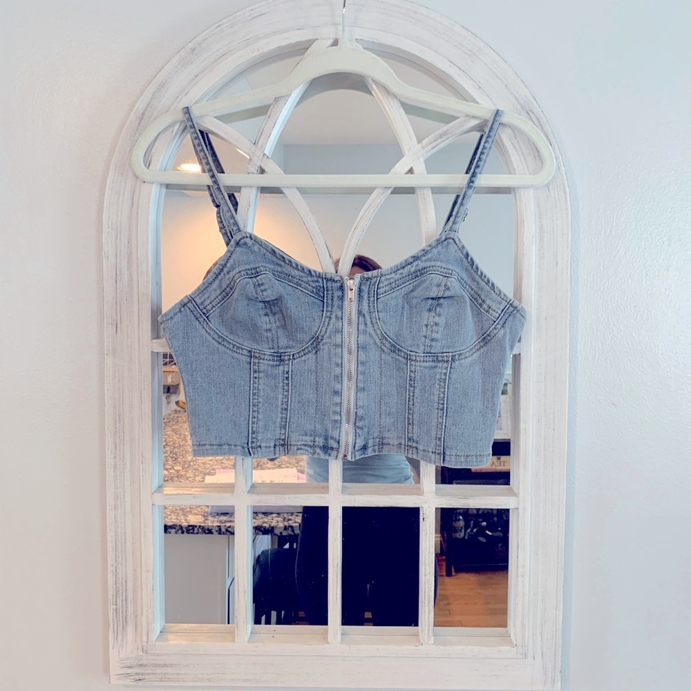 Gray Denim Bustier Top